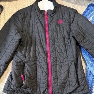 The North Face Black Puffer with Pink Details